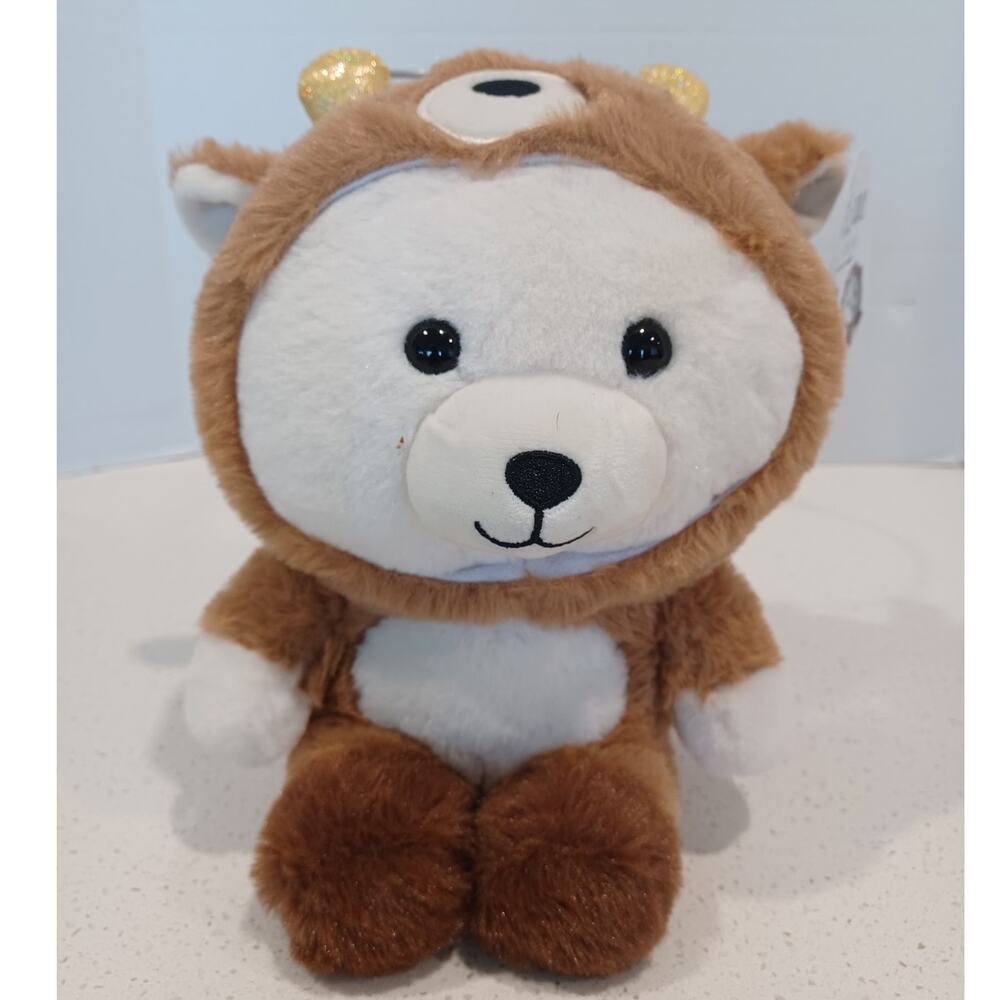 NEW Cute & Cuddly Kelly Toys White Bear Brown Deer Outfit Costume Plush~RARE